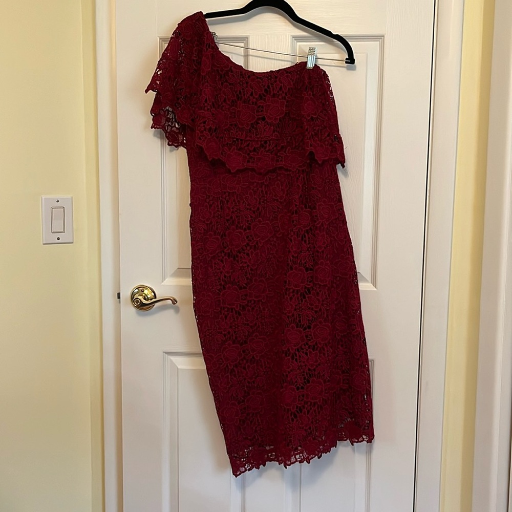 Wine red lace dress